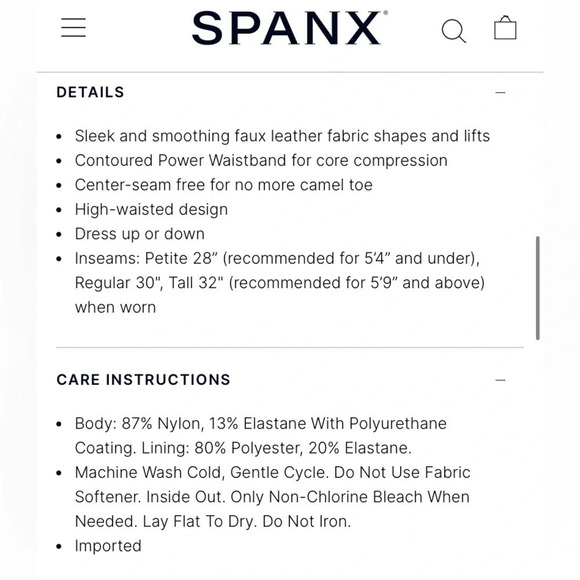 SPANX NWOT Faux Leather Leggings in Black - Picture 12 of 12